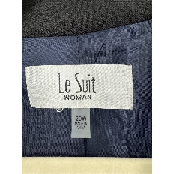 Le Suit Plus Size 20 Contrast-Collar Windowpane Check Jacket Celeste Blue Multi - Picture 6 of 10